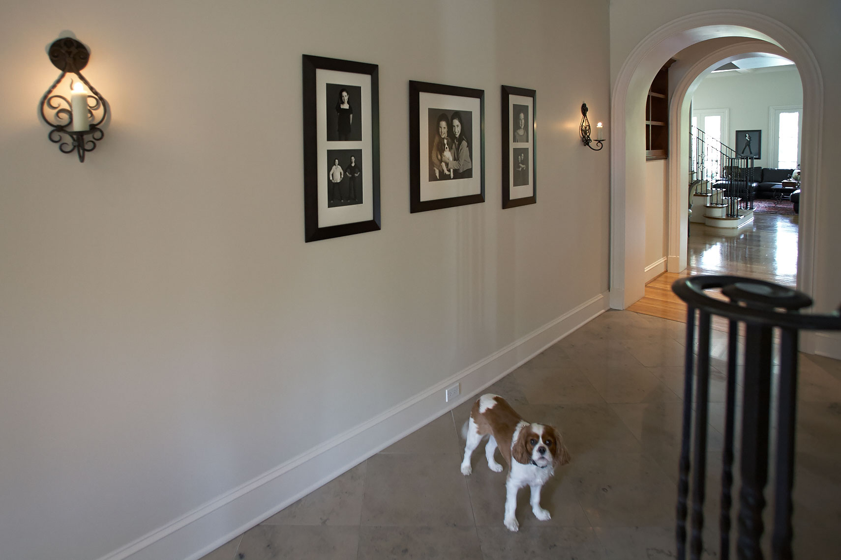 Carter home gallery wall of a collection of portraits by Dallas, Texas photographer John Derryberry Photography