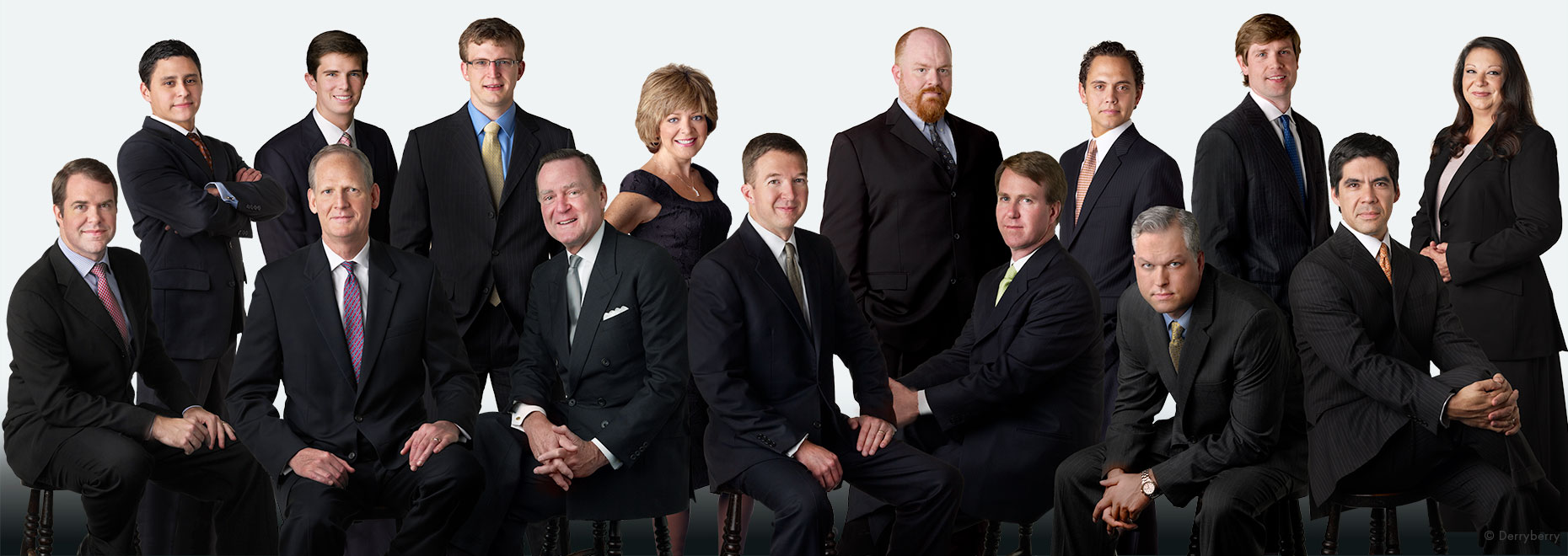 Large color group portrait  of Southwest Securities team photographed in the studio on Dallas, Texas by photographer, John Derryberry  Photography